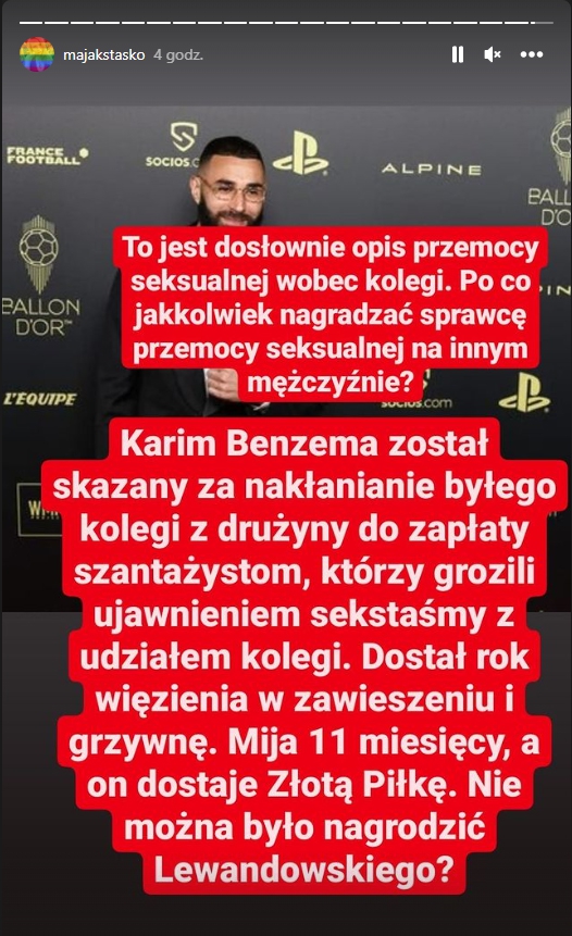 Maja Staśko nie rozumie dlaczego dali Złotą Piłkę Benzemie...